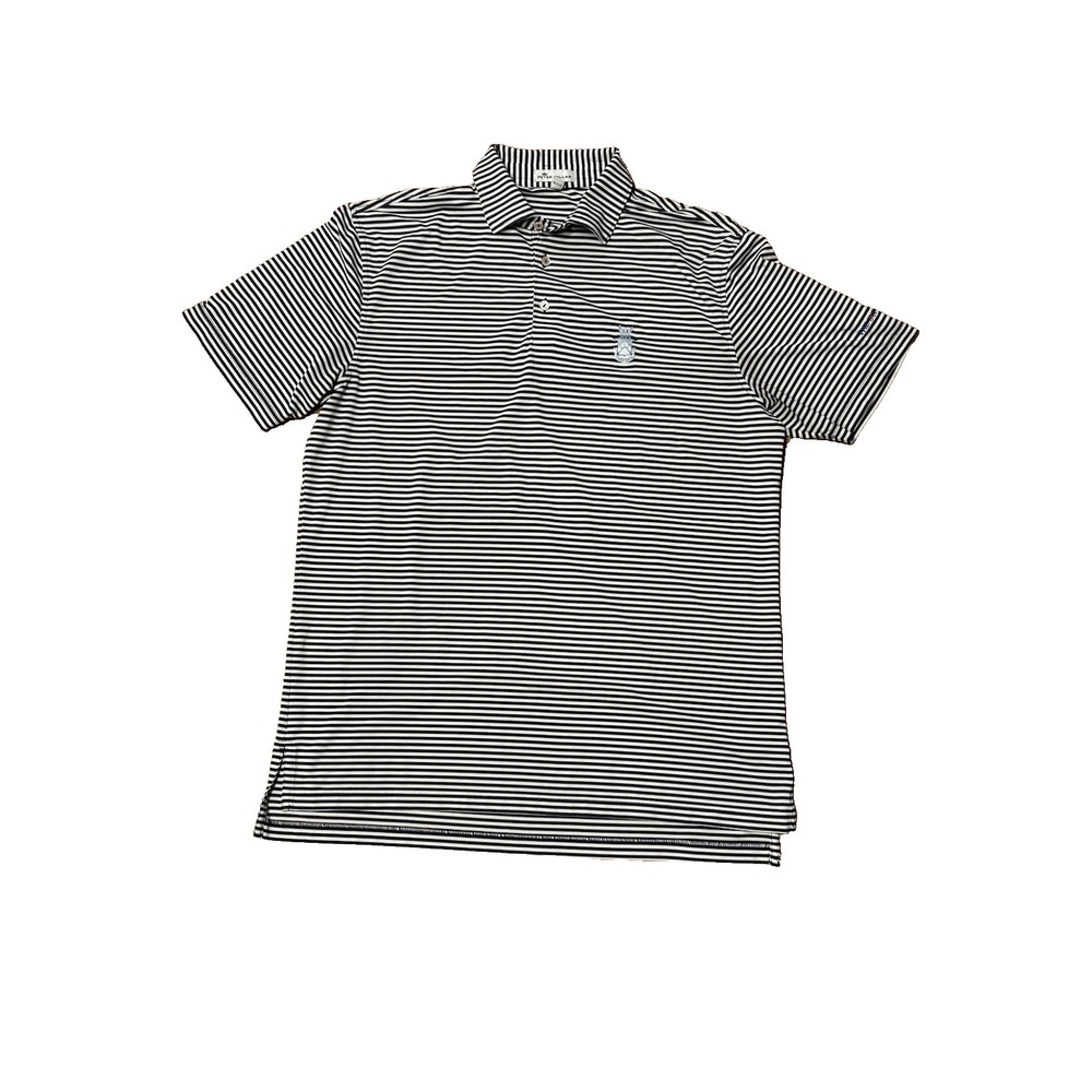 Peter Millar Polo Golf Shirt Navy White Striped Size Medium